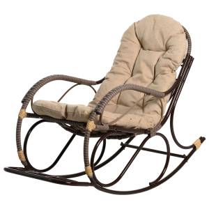 Кресло качалка с подножкой из искусственного ротанга, какао, разборное Кресло качалка с подножкой из искусственного ротанга, какао, разборное