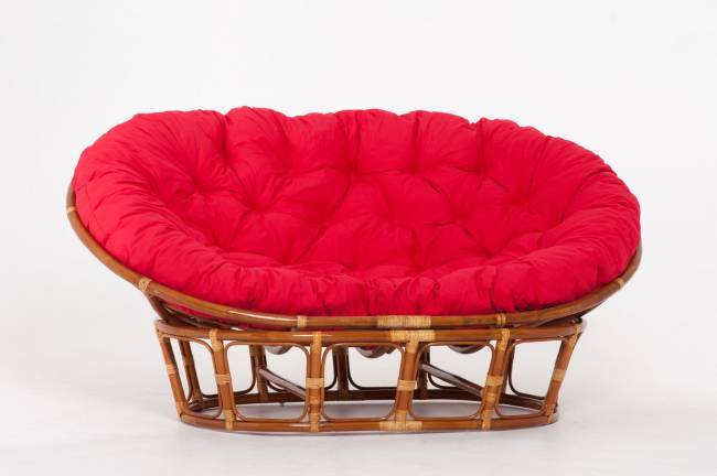 Кресло "MAMASAN" коньяк  красная подушка