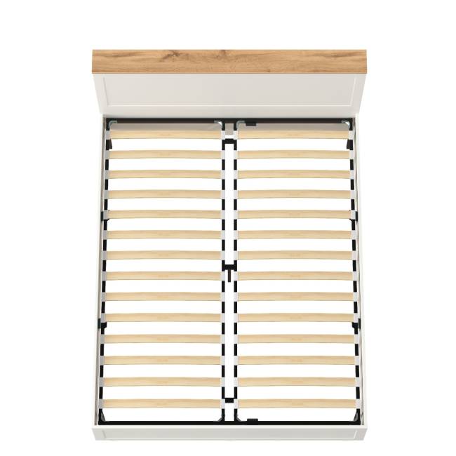 Двуспальная кровать Остин 1600 с ортопедическим основанием цвет белый шагрень/дуб крафт золотой