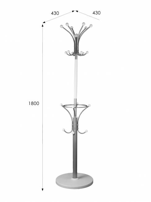 Вешалка напольная Д 2 металлик/ белый