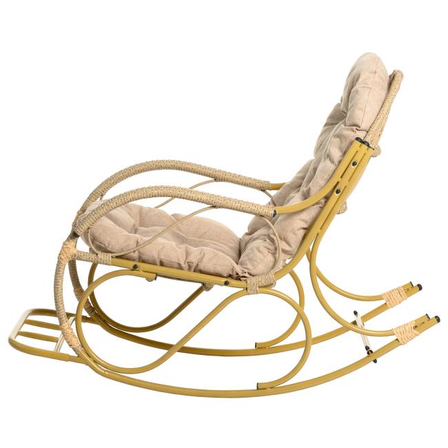 Кресло качалка с подножкой из искусственного ротанга, бамбук, разборное