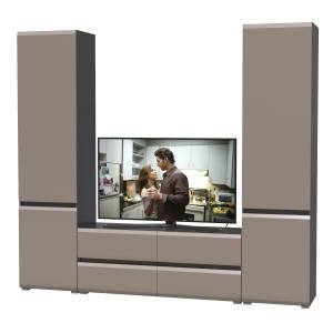 Два шкафа с полками внутри и тумба под ТВ Сидней цвет антрацит/МДФ веллюто капучино