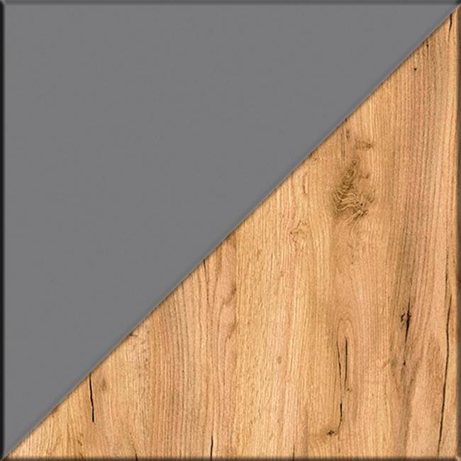 Мебельная стенка для прихожей Октава № 47 цвет белый шагрень/серый графит/дуб крафт золотой