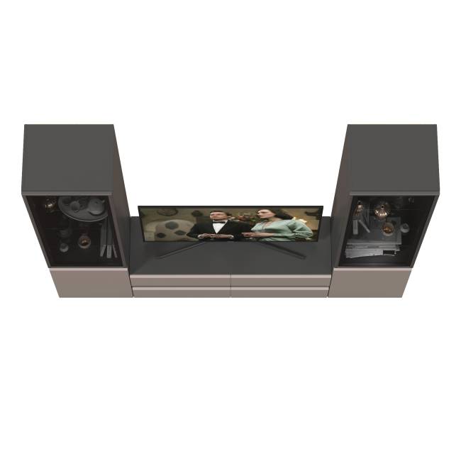 Гостиная из ТВ-тумбы и двух шкафов-витрин Сидней цвет антрацит/МДФ веллюто капучино