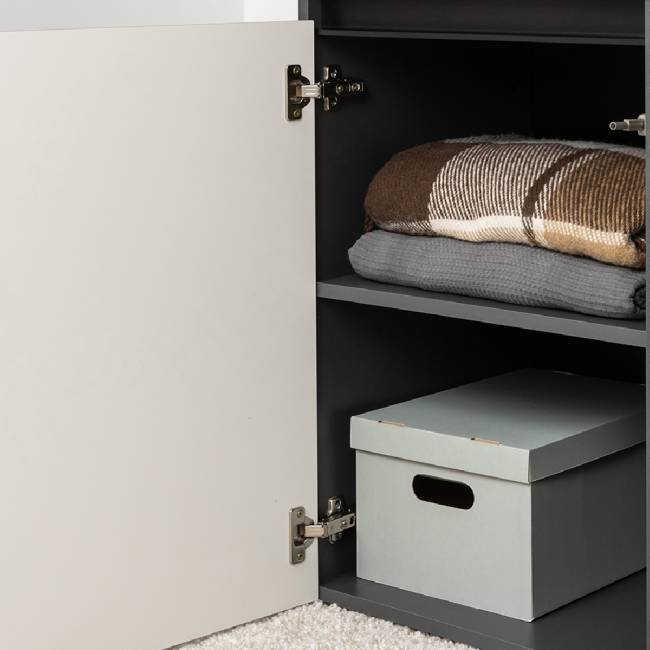 Гостиная из ТВ-тумбы и двух шкафов-витрин Сидней цвет антрацит/МДФ веллюто капучино