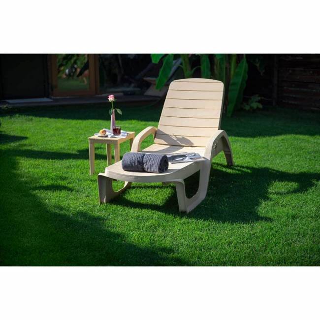 Шезлонг пластиковый Амстердам (бежевый) Шезлонг пластиковый Амстердам (бежевый)