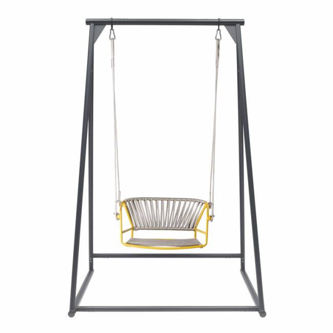 Качели плетеные Lisa Swing желтый, серебристый 1450х1200х2220 мм