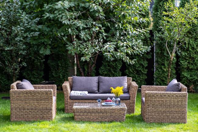 "Капучино Сингл" лаунж-зона из искусственного ротанга (гиацинт), цвет соломенный