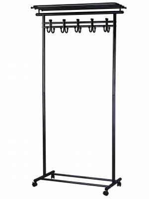 Вешалка напольная на колесах М 9 чёрный с крючками