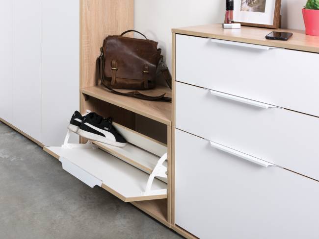 Обувница Куба Комод 13.58 цвет дуб сонома/белый премиум