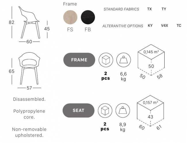 Кресло с обивкой Natural Lady B Pop отбеленный бук, тортора 570х600х820 мм