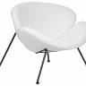 Кресло дизайнерское DOBRIN EMILY, белый (букле) ткань, черное основание