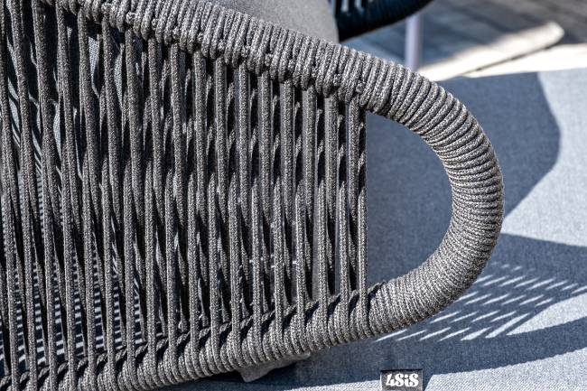 "Милан" лаунж-зона 4-местная плетеная из роупа (веревки), каркас алюминиевый темно-серый, роуп темно-серый