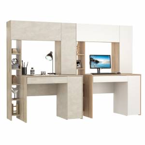 Два больших компьютерных стола Комфорт 12.71 цвет дуб крафт серый/шёлковый камень/дуб сонома/белый