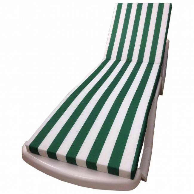 Матрас для шезлонга бело-зеленый