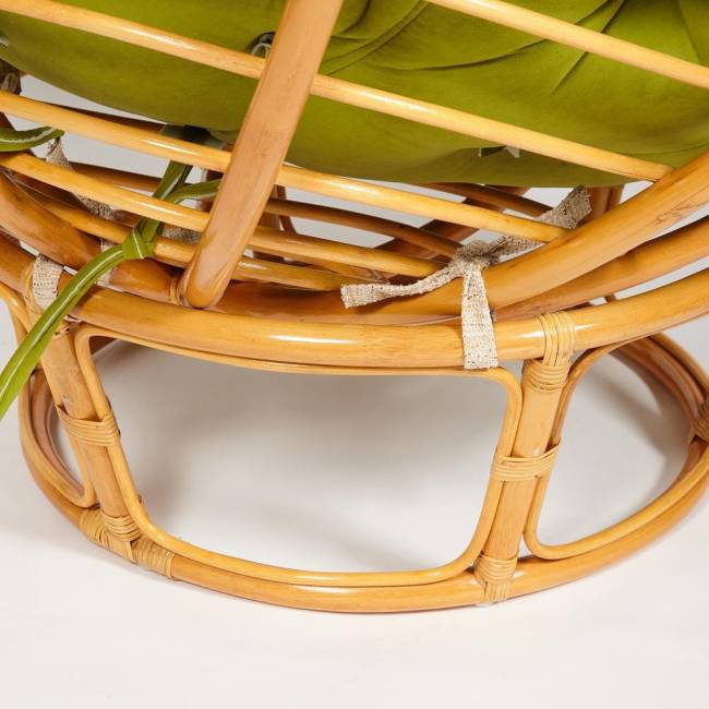 Кресло Папасан/Papasan (23/01 W) /с подушкой/ диаметр подушки 125см, 115х101х104см, медовый, флок олива, 23 Honey (мед)