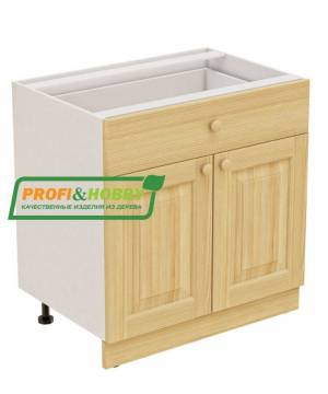 Тумба 2 двери 1 ящик 800х530х720 + фасад сосна бесцветный лак