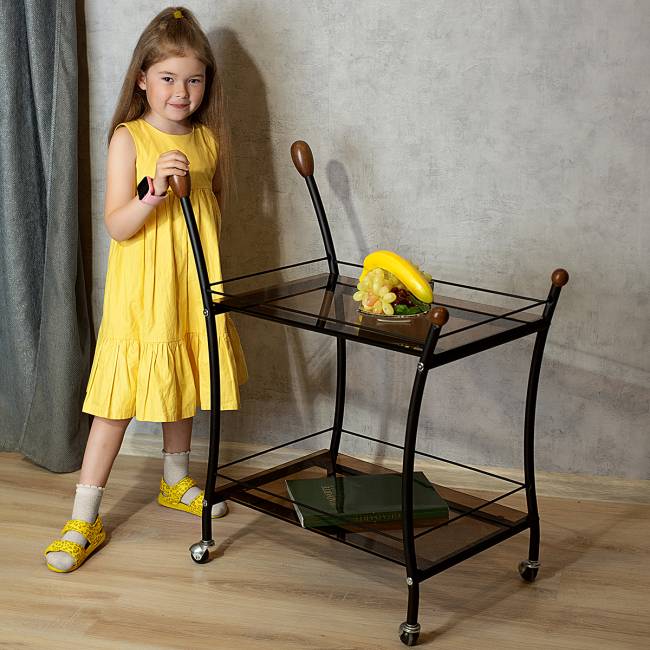 Стол сервировочный Поло чёрный/тонированное стекло