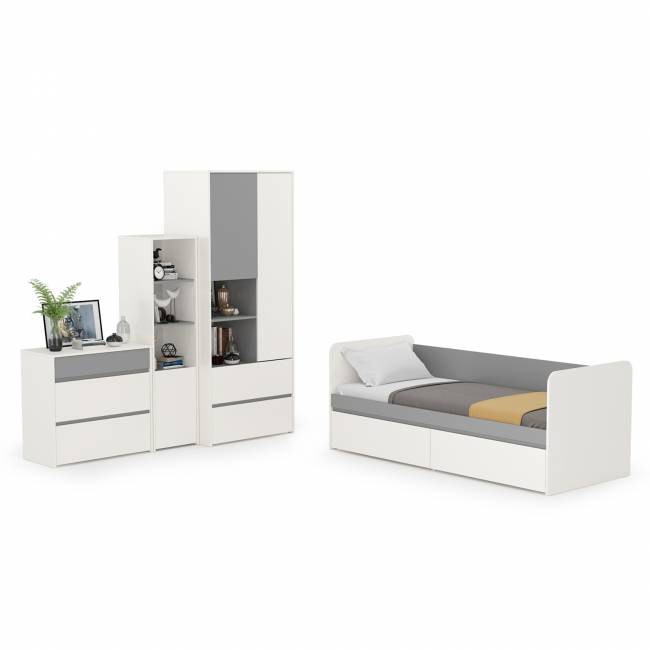 Мебель детская Торонто компоновка № 26 цвет белый шагрень/стальной серый Мебель детская Торонто компоновка № 26 цвет белый шагрень/стальной серый