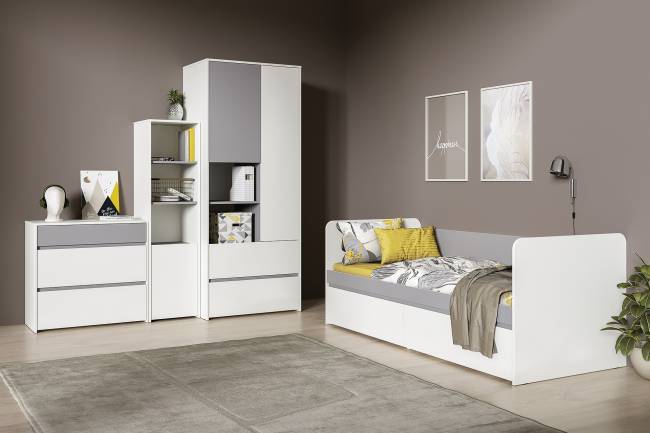 Мебель детская Торонто компоновка № 26 цвет белый шагрень/стальной серый Мебель детская Торонто компоновка № 26 цвет белый шагрень/стальной серый