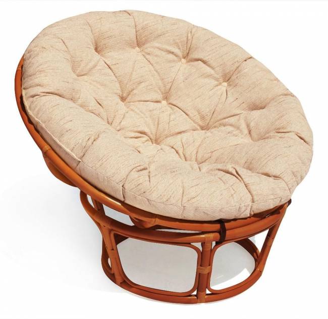 Кресло Папасан/Papasan (23/01 W) /с подушкой/ диаметр подушки 129см, 115х101х104см, коньячный, ткань старт Cognac (коньяк)
