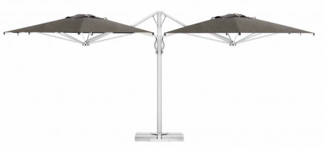 Зонт профессиональный двухкупольный 2.9х6 м Galaxia Dual V StarWhite белый, серо-коричневый 2900х6000 мм
