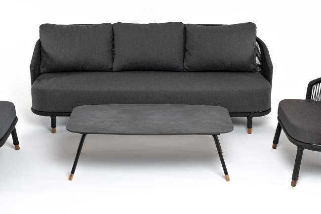 "Верона" лаунж-зона 5-местная плетеная из роупа (веревки), каркас алюминиевый темно-серый, роуп темно-серый