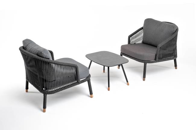 "Верона" лаунж-зона 5-местная плетеная из роупа (веревки), каркас алюминиевый темно-серый, роуп темно-серый