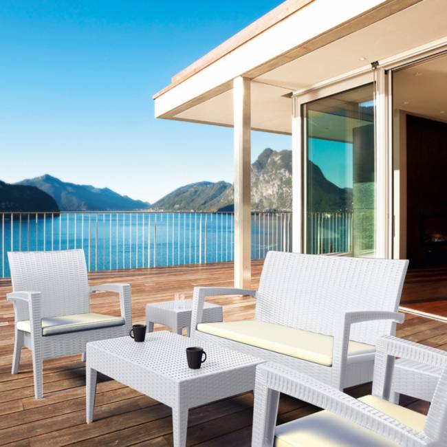 Столик плетеный для шезлонга GT 1009 белый 450х450х450 мм