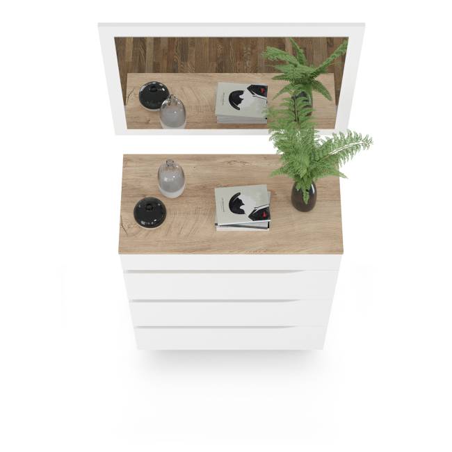Комод с зеркалом Муссон цвет белый/дуб эндгрейн элегантный