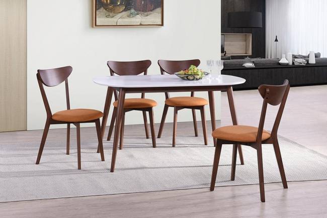 Стол обеденный Макс/Max МДФ/бук, 140х80х75см, белый/коричневый Белый + Коричневый основание бук, столешница мдф