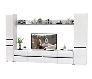 Гостиная Сидней комплектация № 107 цвет белый/чёрный/МДФ белый глянец