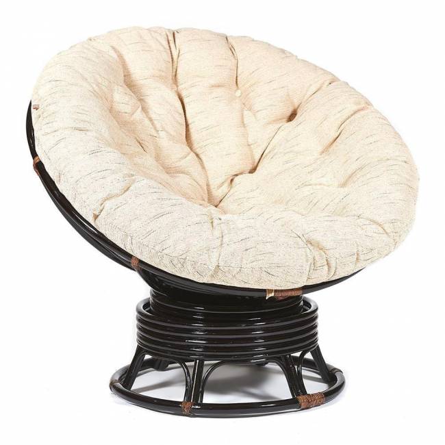 Кресло-качалка Папасан/Papasan (W 23/01 B) /с подушкой/ 115х78х104см, античный черно-коричневый, ткань старт Antique brown (античный черно-коричневый)