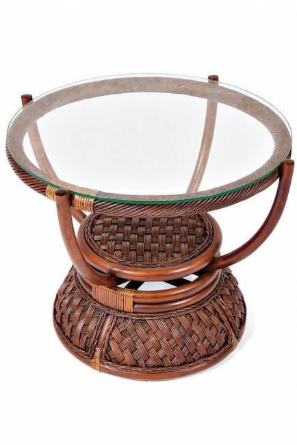 Столик кофейный Андреа/Andrea ротанг, Д60х50см, пекан античн. орех Pecan Washed (античн. орех) ротанг