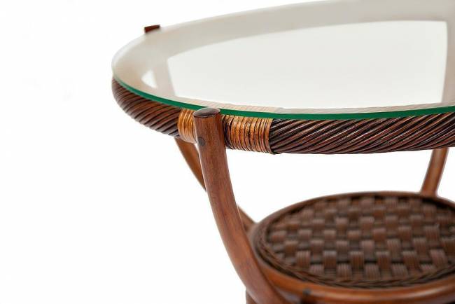 Столик кофейный Андреа/Andrea ротанг, Д60х50см, пекан античн. орех Pecan Washed (античн. орех) ротанг