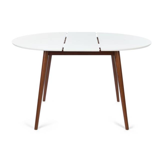 Стол круглый раскладной обеденный Боско/Вosco МДФ/бук, 100х75х100+30см, белый/коричневый Белый + Коричневый основание бук, столешница мдф