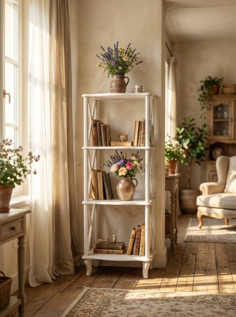 Этажерка-стеллаж Джульетта 3 уровня, молочный дуб Л