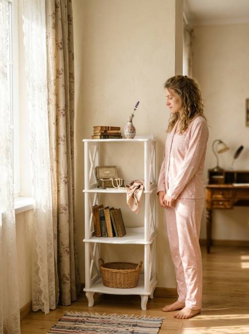 Этажерка-стеллаж Джульетта 3 уровня, молочный дуб Л