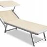 Шезлонг-лежак металлический 501 Relax серебристый, слоновая кость 1820х730х400 мм