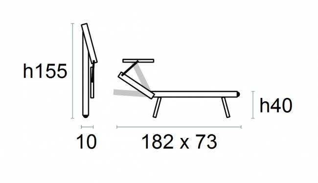 Шезлонг-лежак металлический 501 Relax серебристый, слоновая кость 1820х730х400 мм