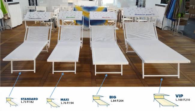 Шезлонг-лежак металлический 501 Relax серебристый, слоновая кость 1820х730х400 мм