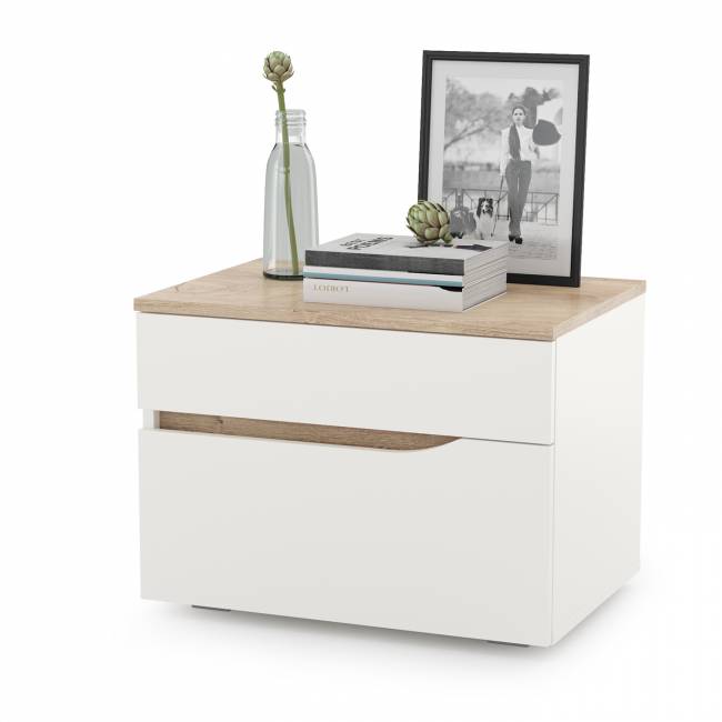 Тумба прикроватная Муссон 16.03 цвет белый/дуб эндгрейн элегантный