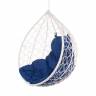 Подвесное кресло в виде капли "Tropica White" BS" синяя подушка