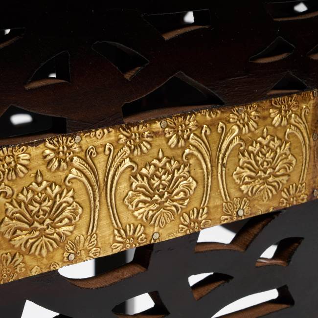 Столик Secret de Maison Фумо/Fumo (мод. ND-027) массив манго/алюминий, 38х38х46см, коричневый/чеканка этническая роспись дерево манго