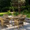 "Амароне" обеденная группа из искусственного ротанга на 6 персон, цвет соломенный