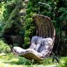 "Виши" подвесное кресло-кокон из искусственного ротанга, цвет коричневый с серо-коричневой подушкой