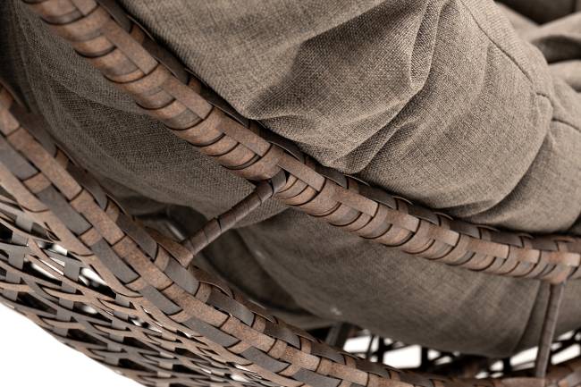 "Виши" подвесное кресло-кокон из искусственного ротанга, цвет коричневый с серо-коричневой подушкой