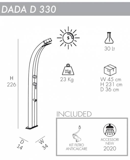 Душ солнечный Dada D 330 140х340х2260 мм
