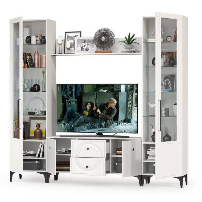 Стенка для гостиной Валенсия № 62 цвет белый шагрень