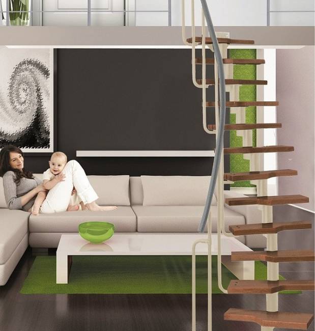 Модульная лестница Mini Г-образная Серый, Натуральный